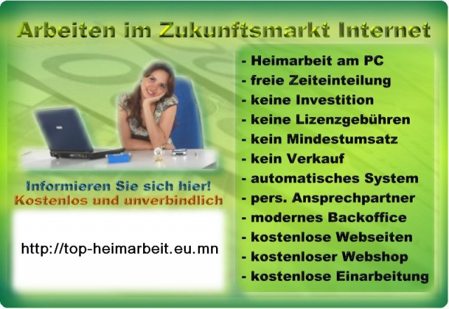 TOP-Heimarbeit zu vergeben - ohne Kosten und Gebühren - zum Nulltarif - Stellenmarkt - Fladungen