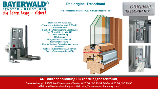 Bayerwald Holzfenster Tresorbandfenster HA87 mit wetterfester Aluminium Schale - Handwerk Hausbau Garten - Oer-Erkenschwick
