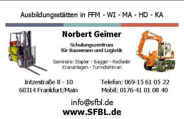 Staplerführerschein, Staplerschein, Gabelstapler, Schein, Kran, Bagger, Radlader - Stellenmarkt - Rödermark